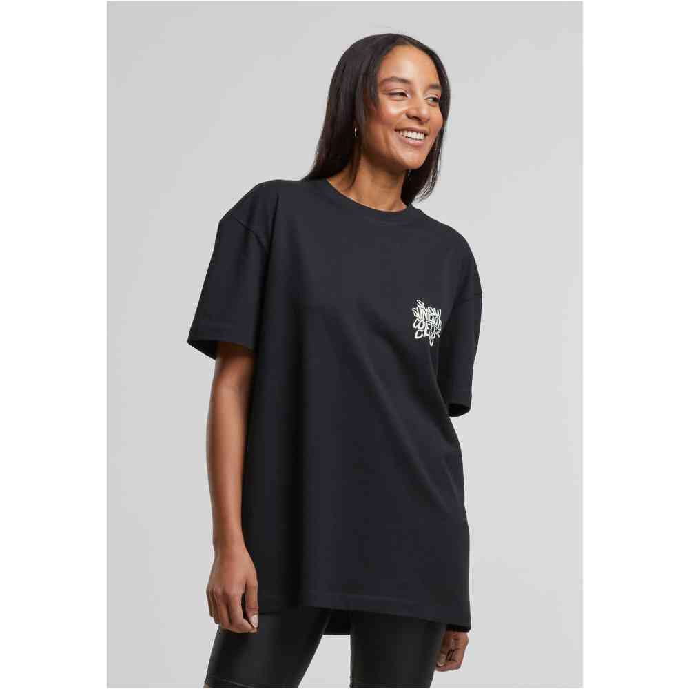Urban Classics - Cotton Logo Dames Tshirt - Zwart